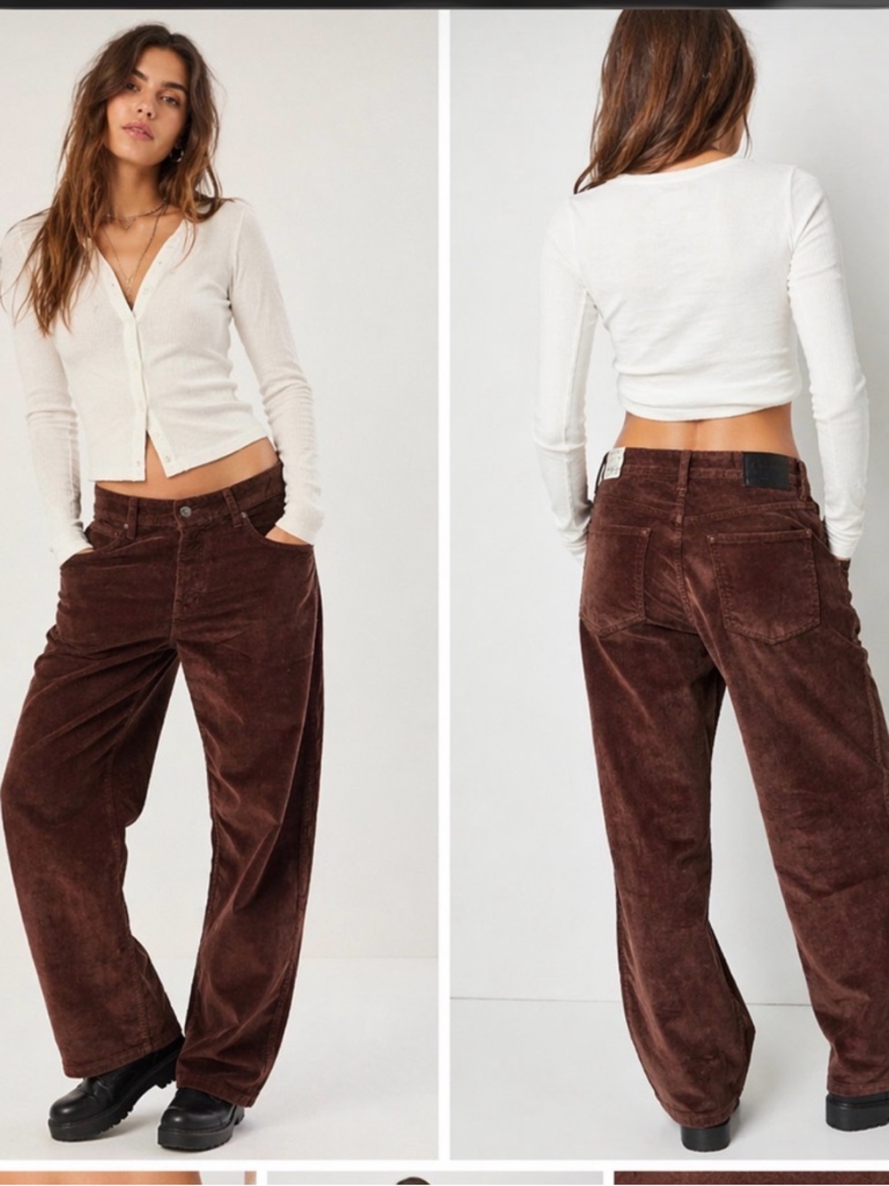 Free People Brown Corduroy Straight-Leg Pants NWT